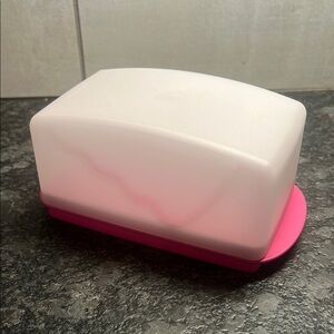 1lb Pink and White Butter Dish by Tupperware. Excellent condition